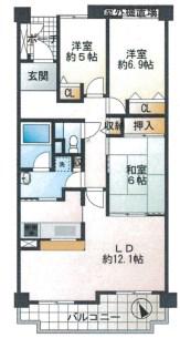 イーストスクエアI番館(3LDK/6階)の間取り写真