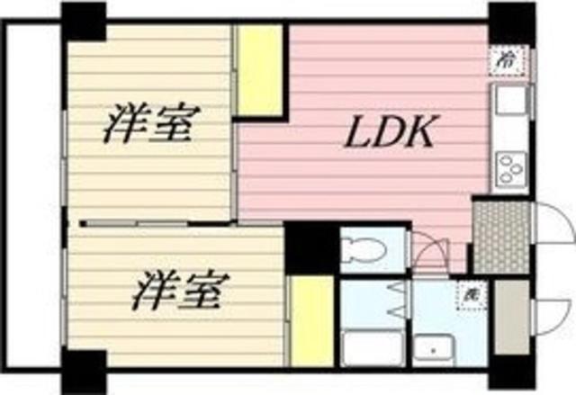 広栄ハイツ(2LDK/2階)の間取り写真