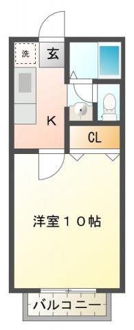 レクエルド古庄 B(1K/1階)の間取り写真