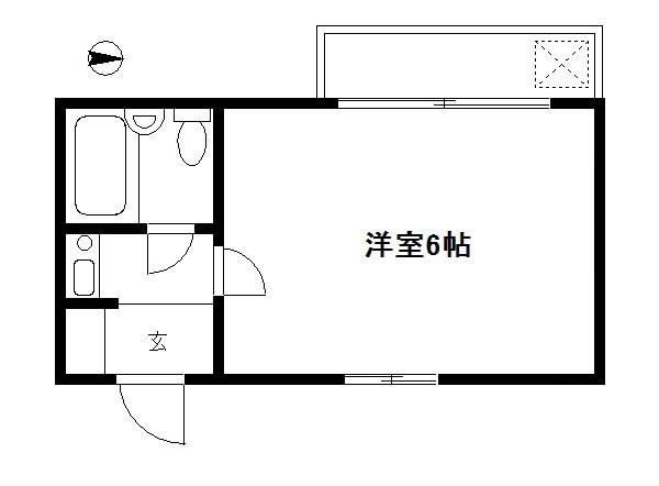 ヒルズ湘南(1K/2階)の間取り写真
