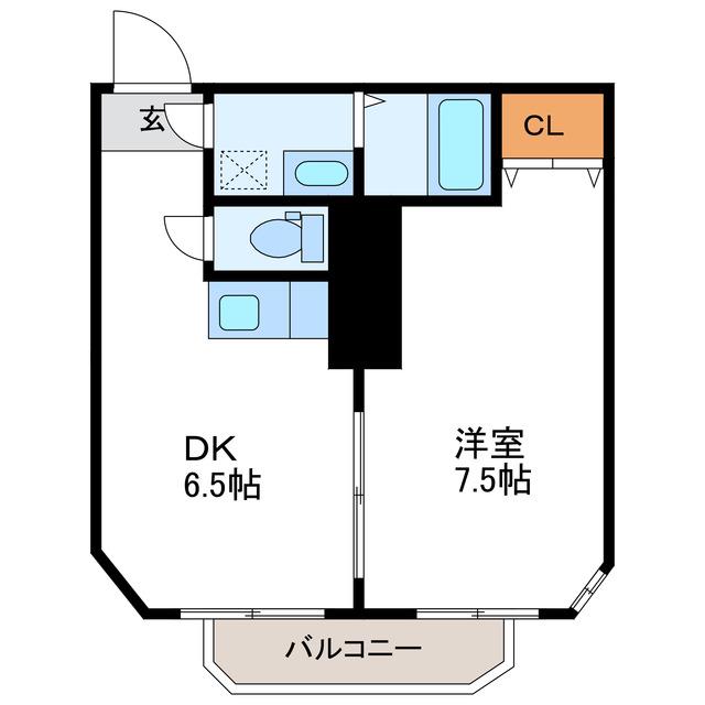 クレストコート北大前(1DK/3階)の間取り写真