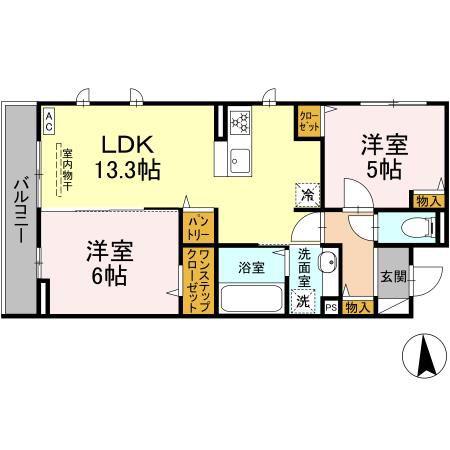 ヤフォール(2LDK/3階)の間取り写真