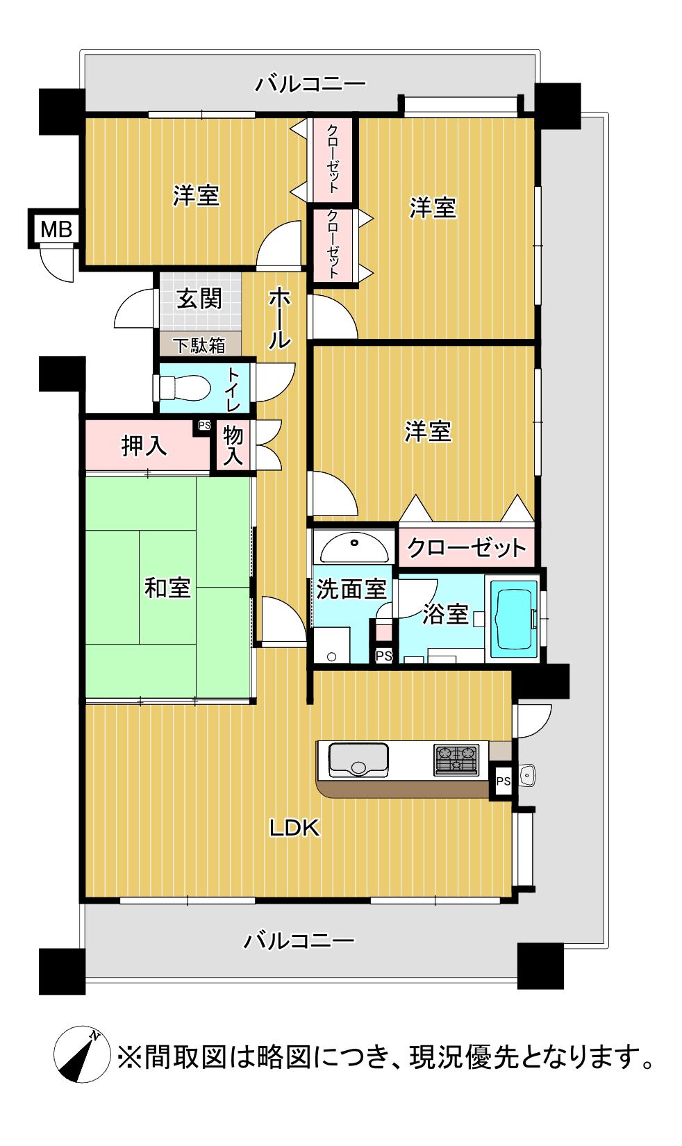 ファーネスト南熊本ステーションマーク(4LDK/6階)の間取り写真
