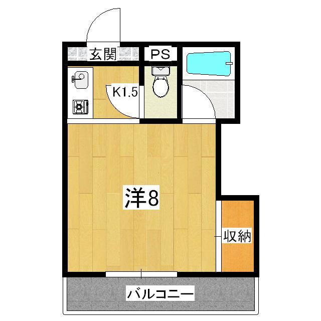 リビエール藤尾(1K/4階)の間取り写真