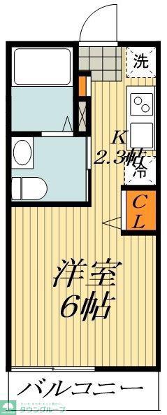APEX平井(ワンルーム/2階)の間取り写真