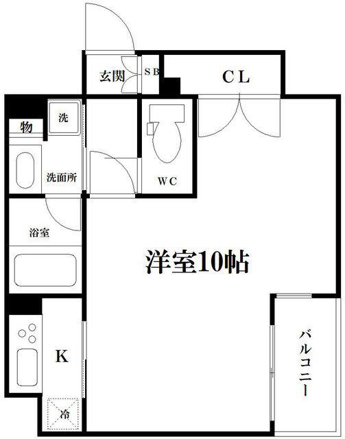 リーガル西天満III(1K/9階)の間取り写真