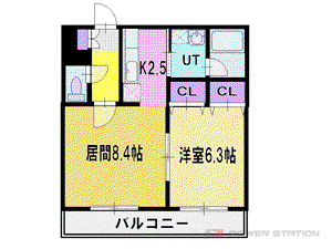 アミュージョン・シャトー(1LDK/2階)の間取り写真