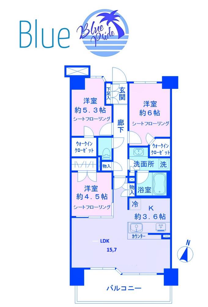 プライム 湘南辻堂 リーフィア レジデンス(3LDK/2階)の間取り写真