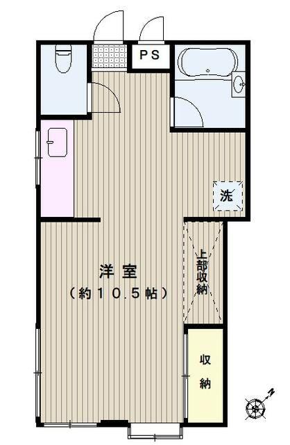 早川ビル(ワンルーム/2階)の間取り写真