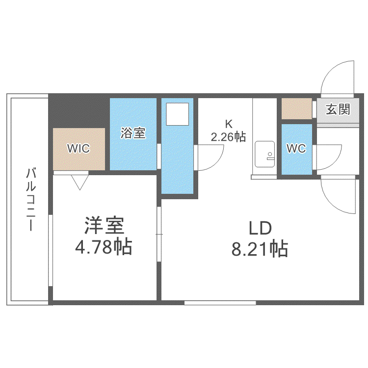 プリヴィエール旭町(1LDK/2階)の間取り写真