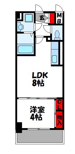 プレステージ空港東(1LDK/1階)の間取り写真