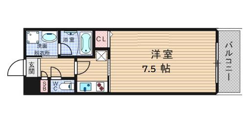 グランシス難波西(1K/3階)の間取り写真