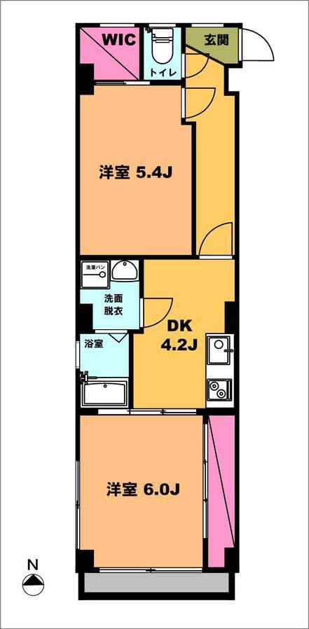 月村マンションNO.12(2DK/3階)の間取り写真