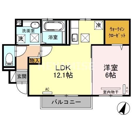 ルミエールテラス大村(1LDK/1階)の間取り写真