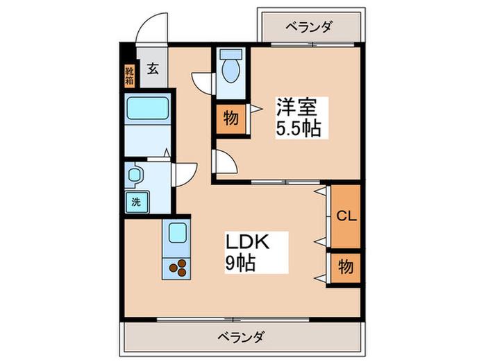 クレアトゥール(1LDK/1階)の間取り写真