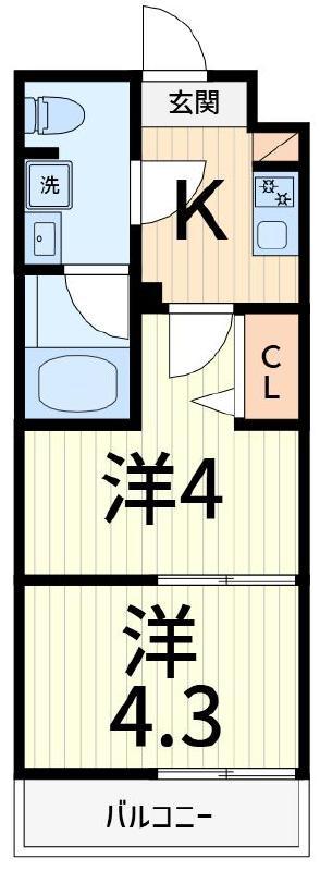 アルコバレーノ北綾瀬(2K/2階)の間取り写真
