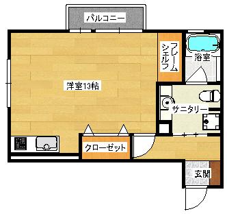 ＪＲ呉線 向洋駅 徒歩17分 2階建 築19年(ワンルーム/1階)の間取り写真