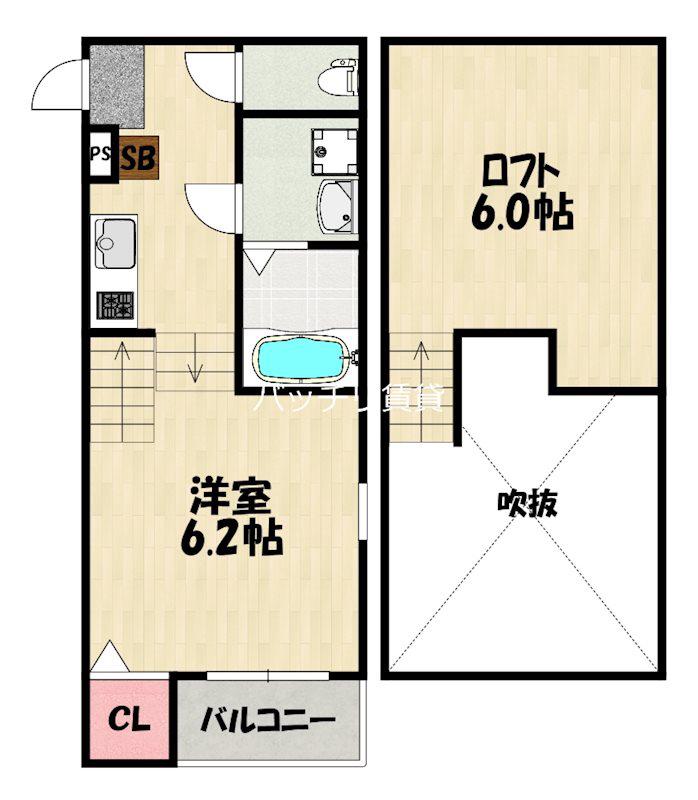 ハーモニーテラス三苫(1K/1階)の間取り写真