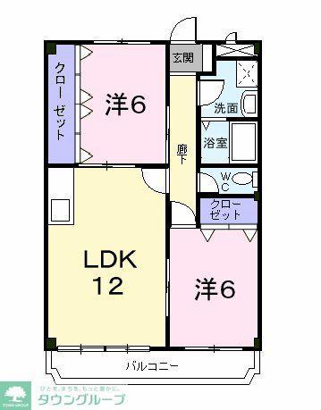 サンライズマンション(2LDK/1階)の間取り写真