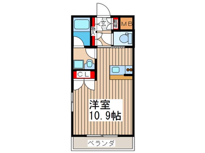パインタワー(ワンルーム/9階)の間取り写真