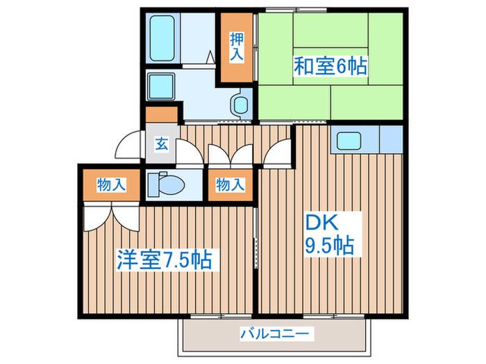 ガーデンホームズ柴田 IV番館(2DK/2階)の間取り写真