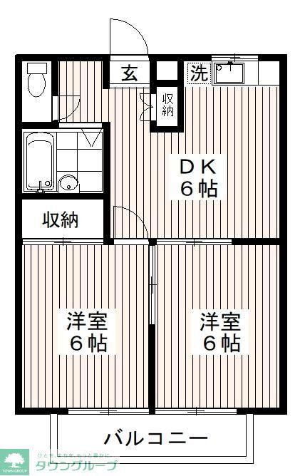 エステートピアさいとう(2DK/2階)の間取り写真