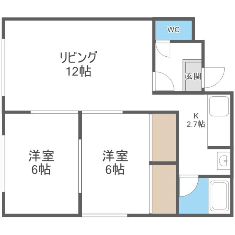 メゾンルミエールA棟(2LDK/2階)の間取り写真