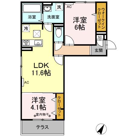 D-ROOMKOTOBUKI(2LDK/1階)の間取り写真