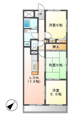 ピュアライフ駅部田(3LDK/2階)の間取り写真