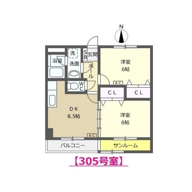 雅107(2DK/3階)の間取り写真
