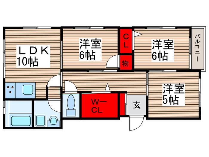 アジュール松戸(3LDK/1階)の間取り写真