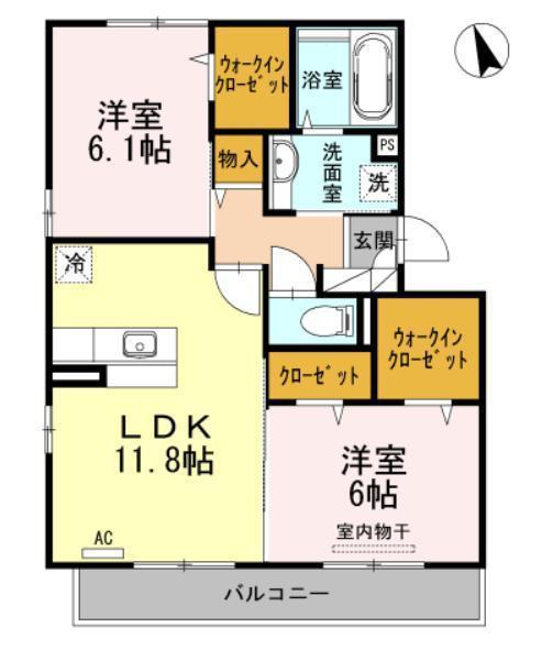 リヴェールF(2LDK/3階)の間取り写真