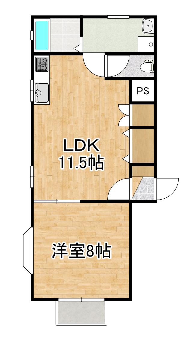 レモングラス(1LDK/2階)の間取り写真