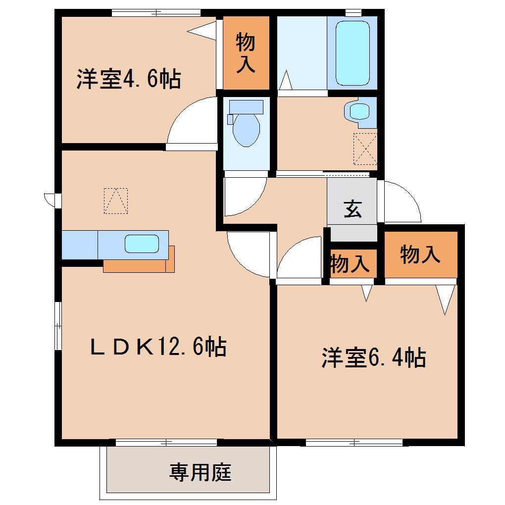 メゾンポラリスI(2LDK/1階)の間取り写真