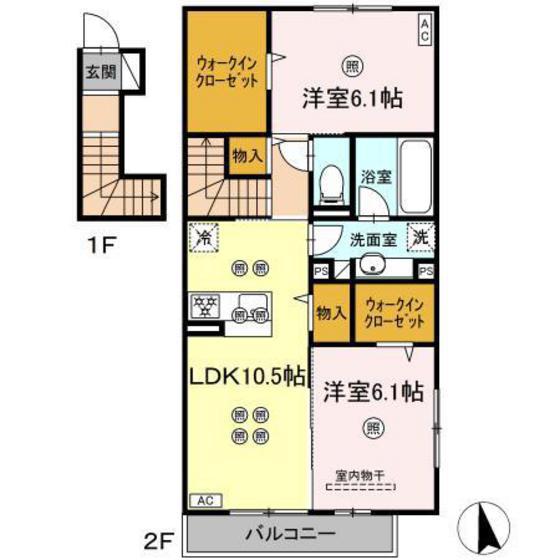 エクセルII(2LDK/2階)の間取り写真