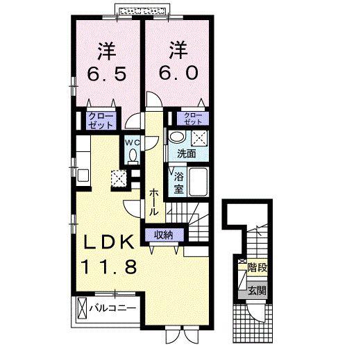 ヒルトップイイダIV(2LDK/2階)の間取り写真