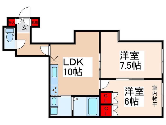 エルム新石切(2LDK/1階)の間取り写真