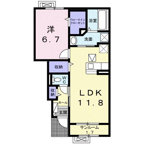 レガリアI(1LDK/1階)の間取り写真