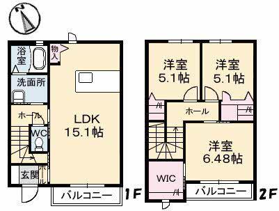 クラヴィエA(3LDK/1階)の間取り写真