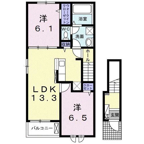 ベルフィオーレ(2LDK/2階)の間取り写真