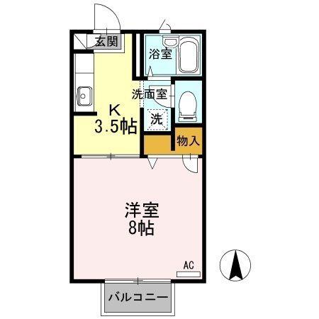 ラ・クラルテ(1K/2階)の間取り写真