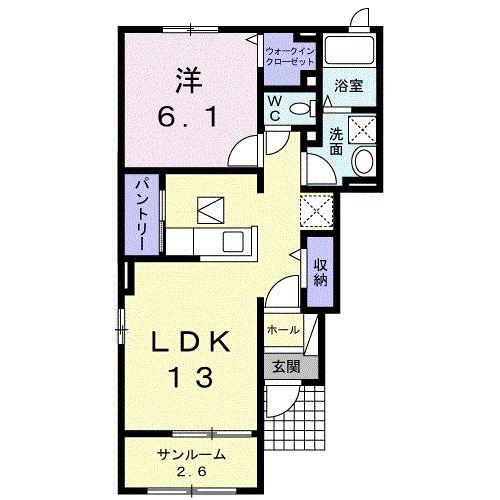 オークレール琴路(1LDK/1階)の間取り写真