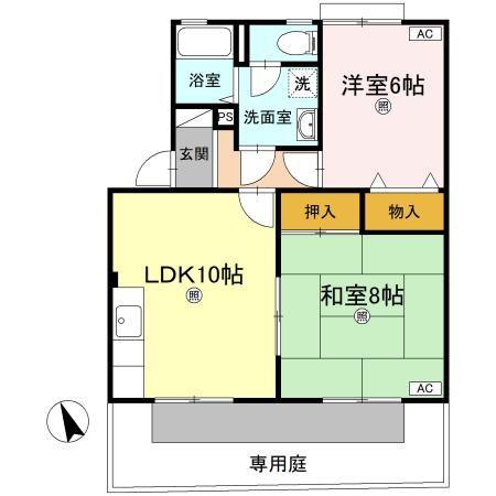 マリレーヴ内浜(2LDK/1階)の間取り写真