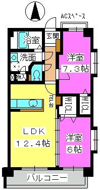 アンシャンテ(2LDK/5階)の間取り写真