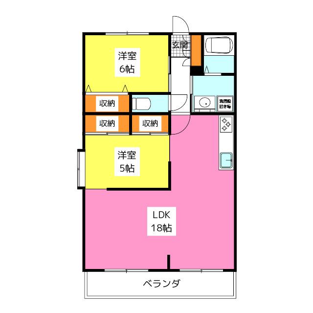 リバーサイド山本(2LDK/2階)の間取り写真