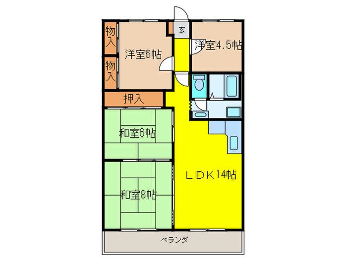 チャフル甲東(4LDK/2階)の間取り写真