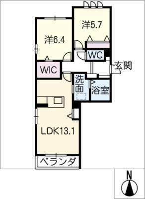 ミグランス(2LDK/1階)の間取り写真