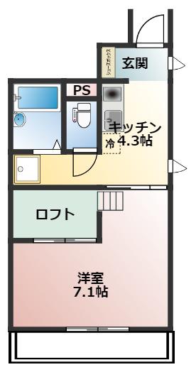 ジュ・ヴゥ・ルメルシー(1K/1階)の間取り写真
