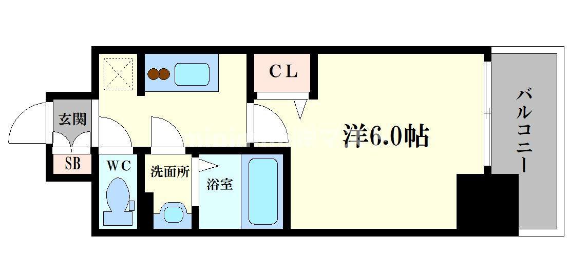 ファステート大正駅前トロフィ(1K/14階)の間取り写真