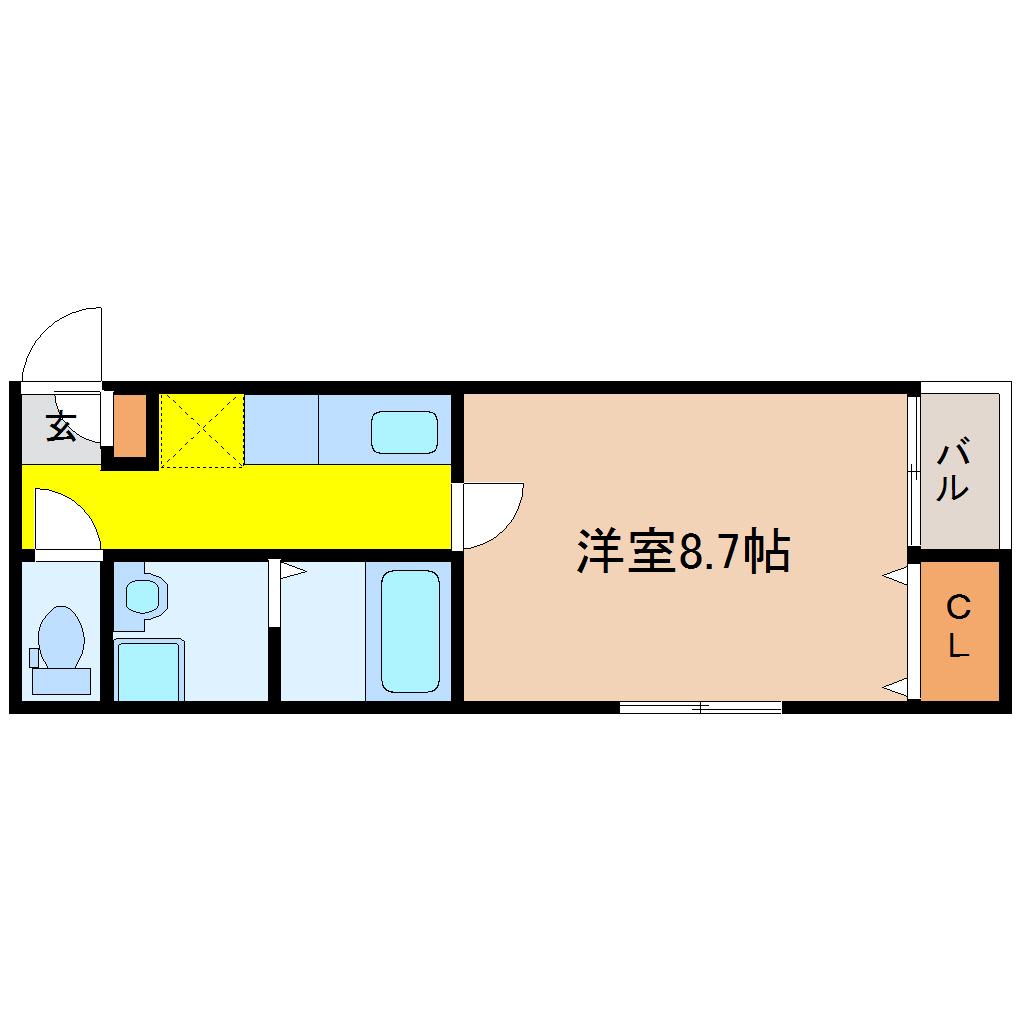 アスコット小田原(1K/2階)の間取り写真